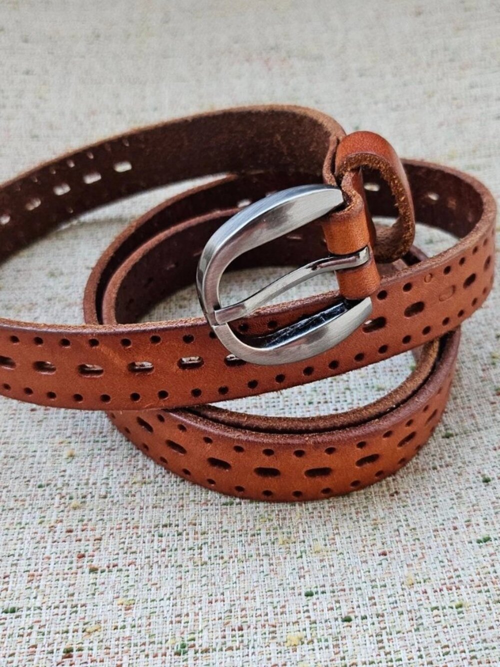 Vintage Belt Brown Genuine Leather Women Belt Waistband Size